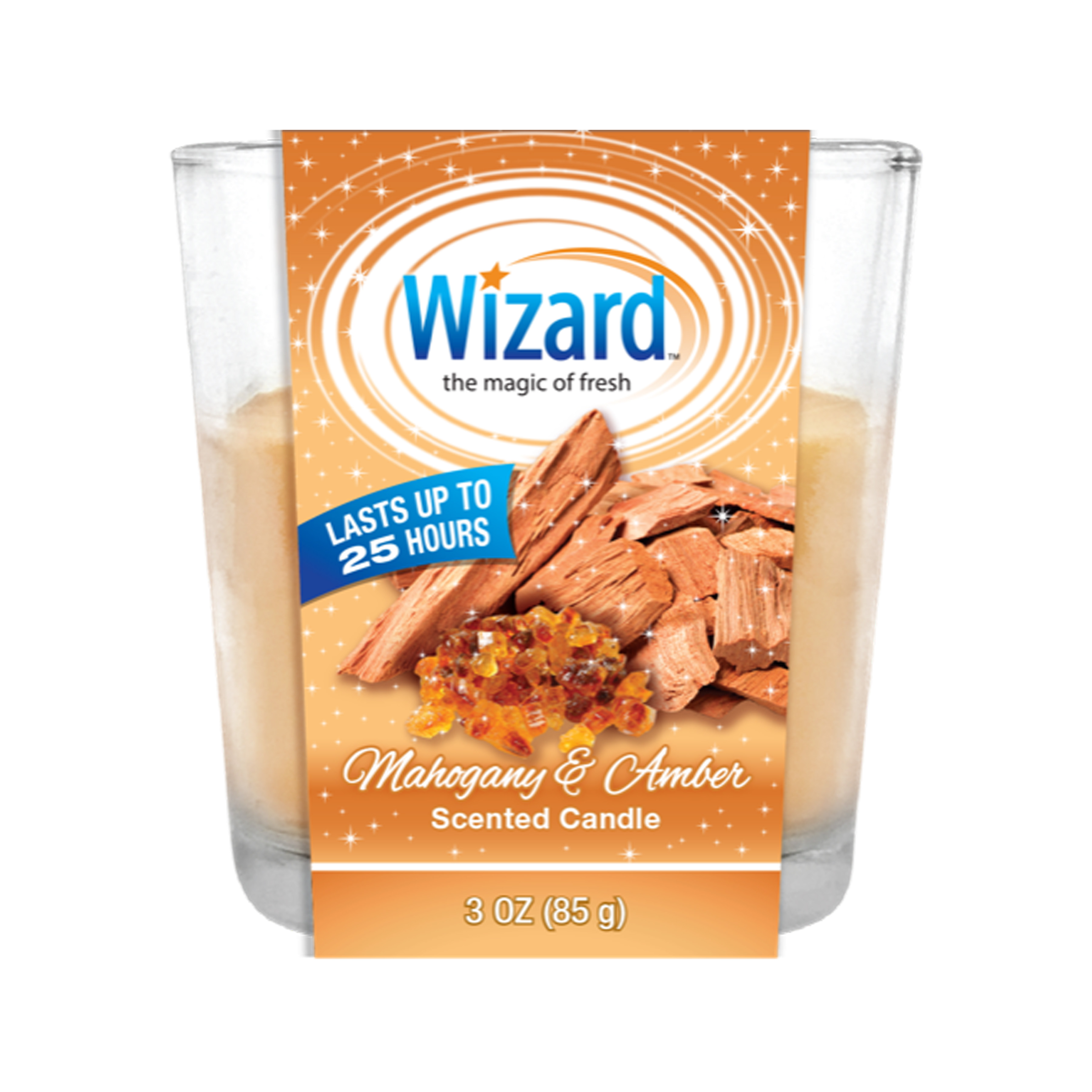 Wizard Candles 3oz Mahogany Amber  (12/cs)