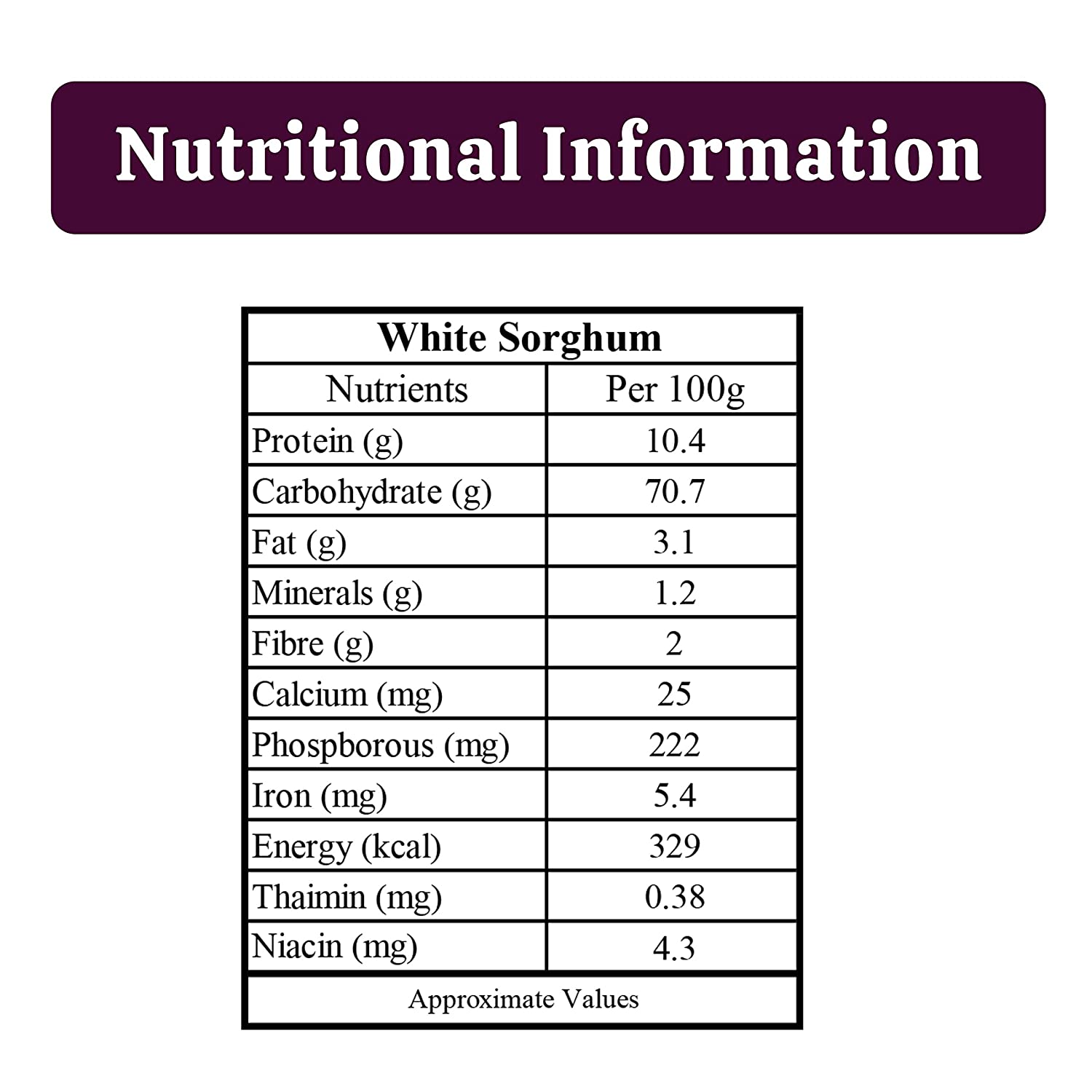 Sorghum Flour Nutrition Per 100g