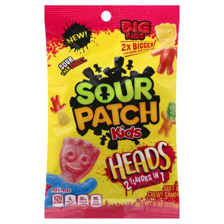 BIG SOUR PATCH KIDS Heads Candy, 12 Bags (8 oz.)