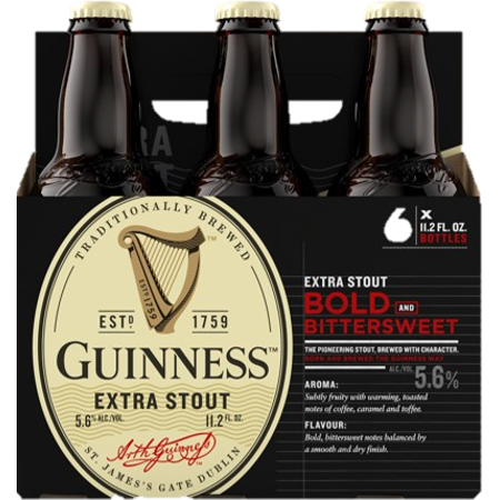 Guinness Extra Stout, 6 pack, 11.2 fl oz Bottles