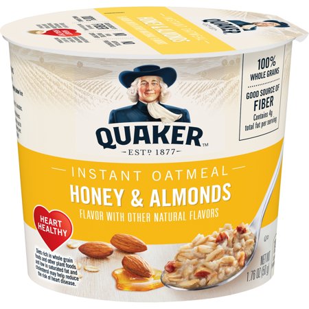 Quaker Instant Oatmeal Express Cup, Honey & Almond, 1.76 Oz Cup