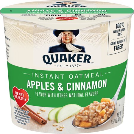 Quaker Instant Oatmeal Express Cup, Apples & Cinnamon, 1.51 oz Cup