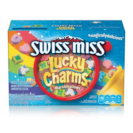 Swiss Miss Milk Chocolate Flavor Hot Cocoa Mix with Lucky Charms Marshmallows, 1.38 oz. 6-Count