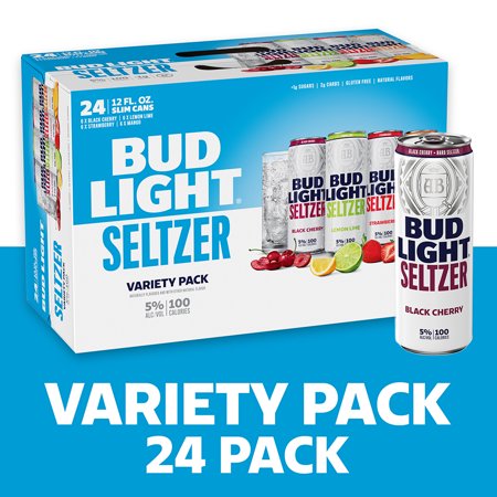 Bud Light Seltzer Variety Pack, Gluten Free Hard Seltzer, 24 Pack, 12 FL OZ Slim Cans, 5% ABV