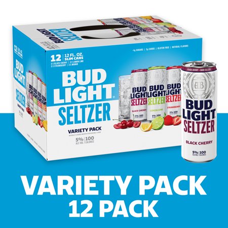 Bud Light Seltzer Variety Pack, Gluten Free Hard Seltzer, 12 Pack, 12 FL OZ Slim Cans, 5% ABV