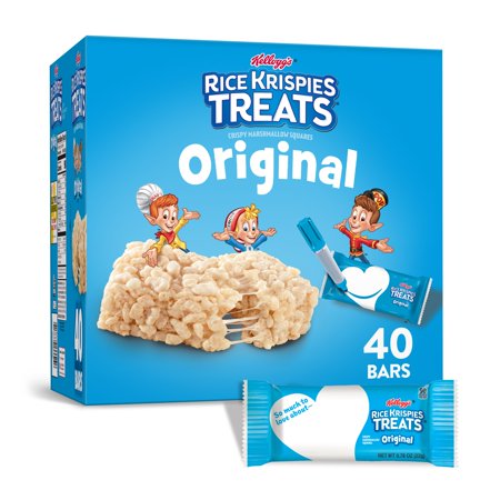 Kellogg's Rice Krispies Treats, Crispy Marshmallow Squares, Original, Single Serve, 40 Ct, 31.2 Oz