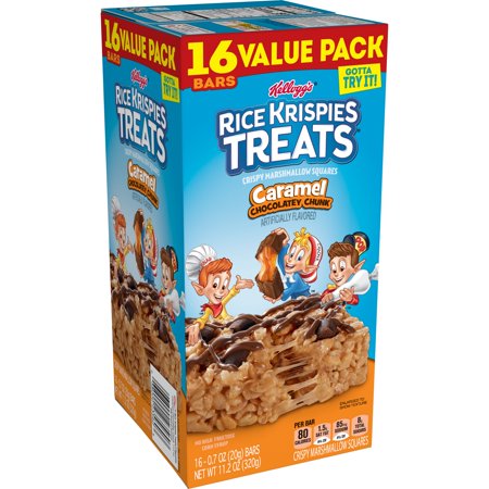 Kellogg's Rice Krispies Treats, Crispy Marshmallow Squares, Caramel Chocolatey Chunk, Value Pack, 16 Ct, 11.2 Oz