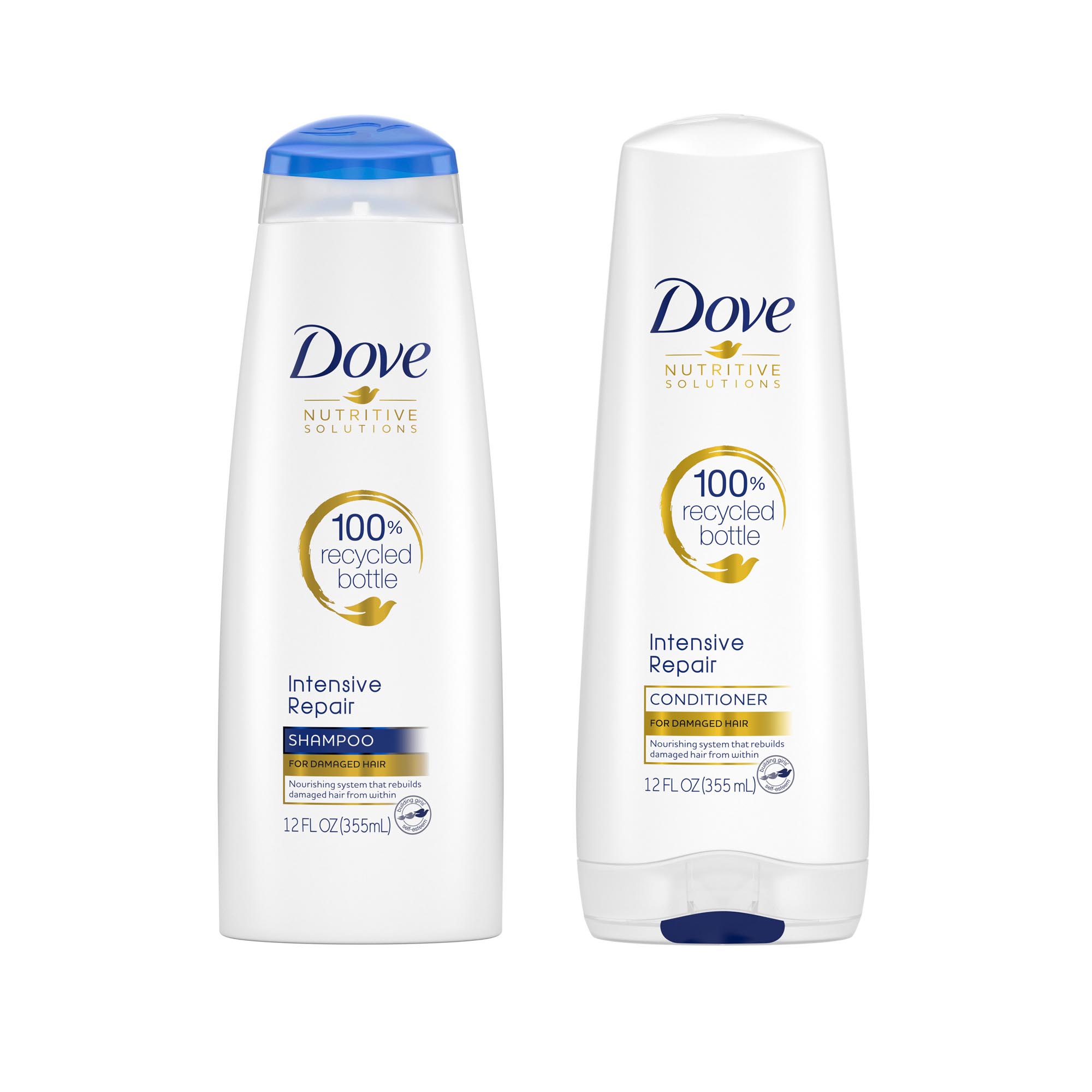 Dove Nutritive Solutions Champú y acondicionador fortalecedor de reparación intensiva para cabello seco y fórmulas profundas con activos de queratina 