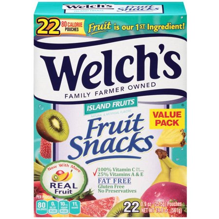 Welch's Island Fruits Fruit Snacks Value Pack, 0.9 oz, 22 pack