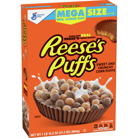 Reese's Puffs Cereal, Chocolate Peanut Butter, with Whole Grain, 31.2 oz