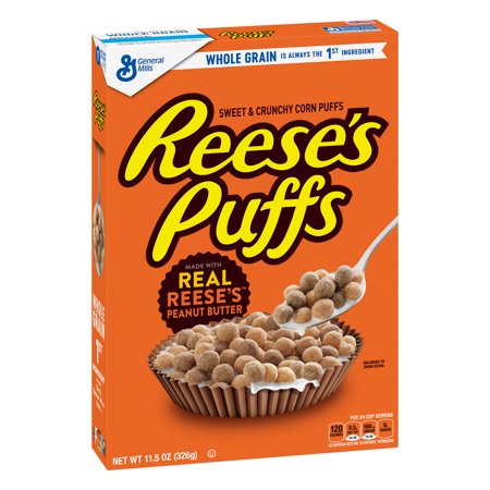 Reese's Puffs Cereal, Chocolate Peanut Butter, with Whole Grain, 11.5 oz