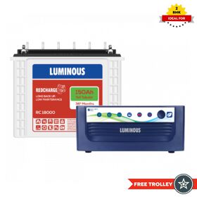 Luminous Eco Volt+ 1050 Home Inverter/UPS and Battery RC18000 150Ah + FREE TROLLEY