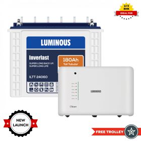 Luminous SW UPS ICON 1100 Home Inverter/UPS and Battery ILTT24060 180Ah + FREE TROLLEY