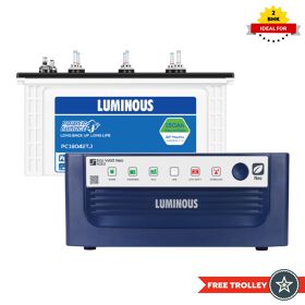 Luminous ECO WATT NEO 1050 Home Inverter/UPS and Battery PC18042TJ 150Ah + FREE TROLLEY