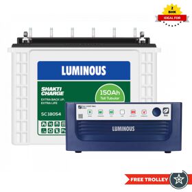 Luminous ECO WATT NEO 1050 Home Inverter/UPS and Battery SC18054 150Ah + FREE TROLLEY