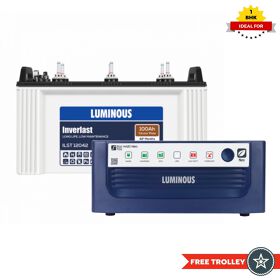 Luminous ECO WATT NEO 700 Home Inverter/UPS and Battery ILST12042 100Ah + FREE TROLLEY