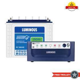 Luminous ECO WATT NEO 800 Home Inverter/UPS and Battery PC18042 150Ah + FREE TROLLEY