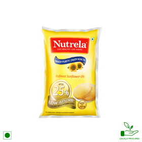 Nutrela Refined Sunflower Edible Oil, 1L Pouch