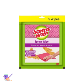 Scotch brite Sponge Wipes for Kitchen cleaning, Re-usable Absorbent, 5 pcs