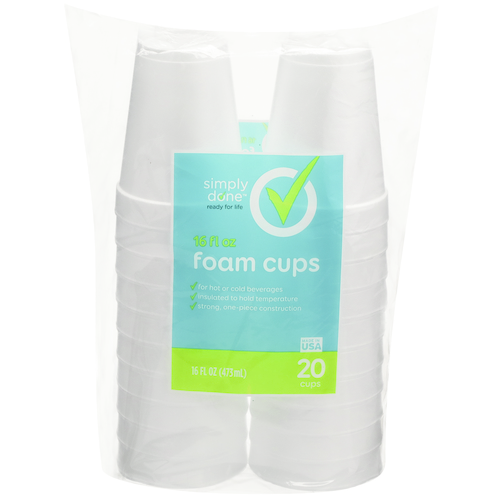 Simple Done - Foam Cup  (Vasos)  16oz     12/20ct