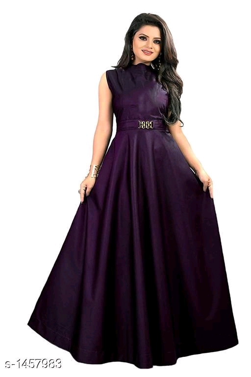 Women's Solid Purple Taffeta Silk Dress