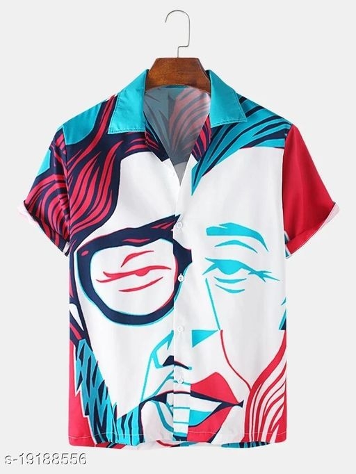 Abstract Element Pattern Print Breathable Shirts