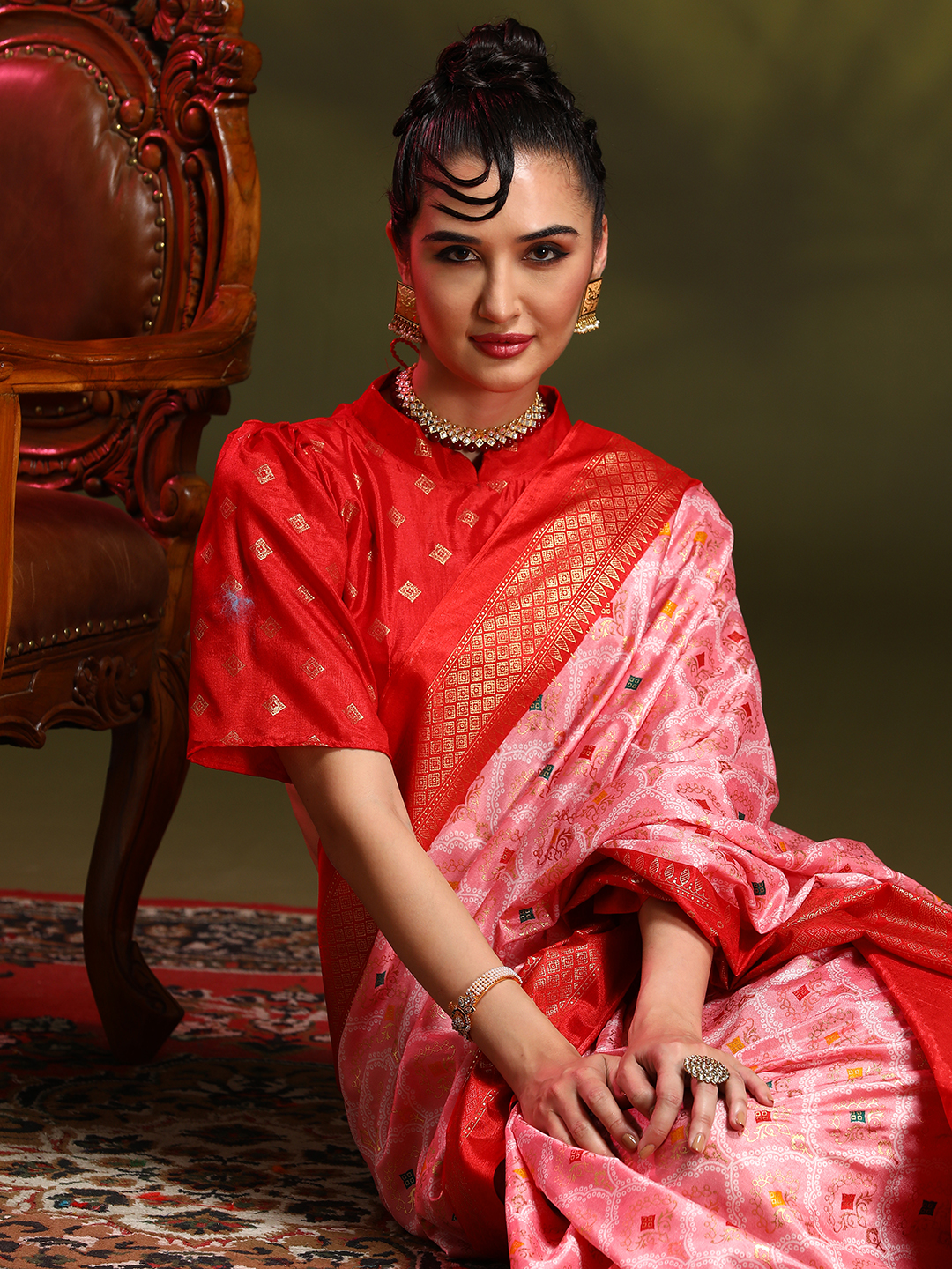 Red Silk Contemporary Saree