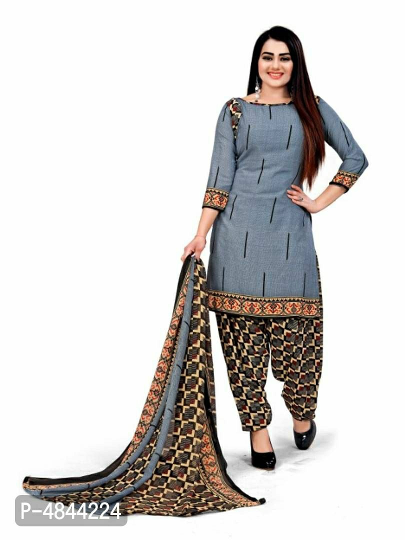Beautiful Cotton Blend Printed Dress Material with Dupatta