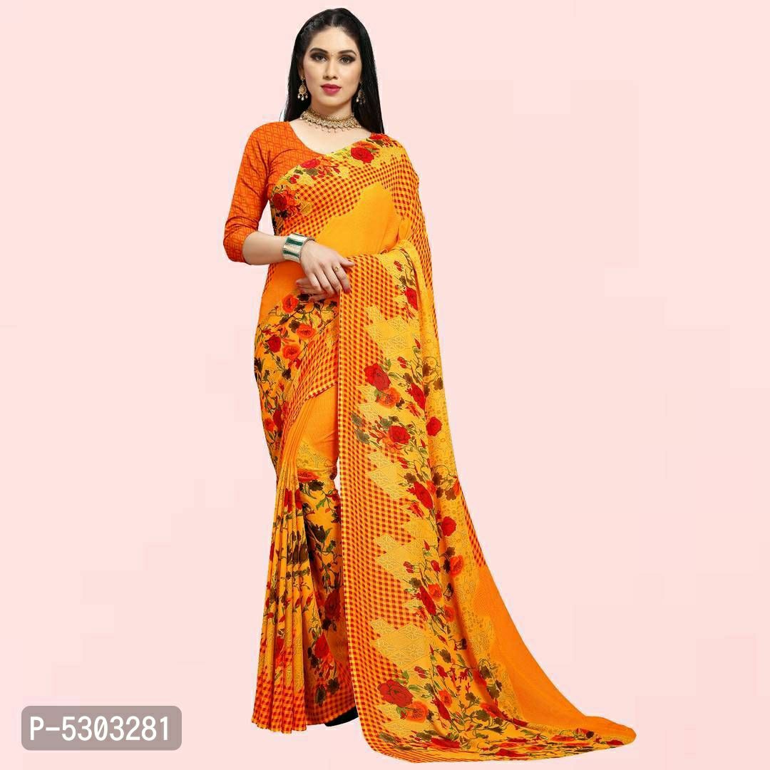 Georgette Printed Daily Wear Saree With Blouse