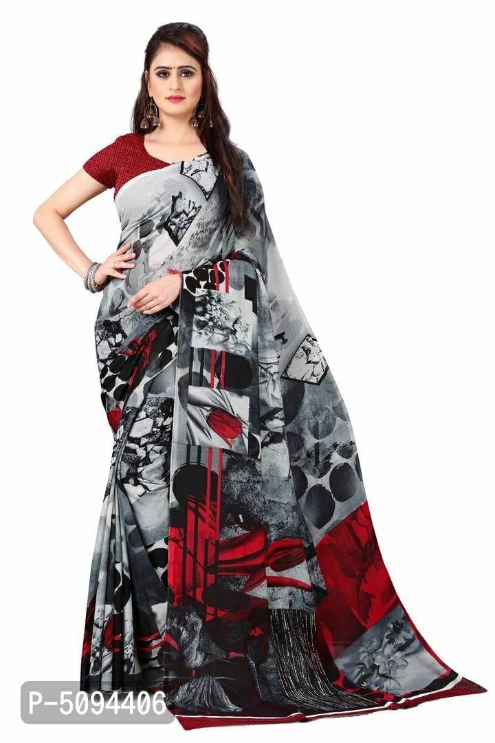 Georgette Printed Daily Wear Saree With Blouse