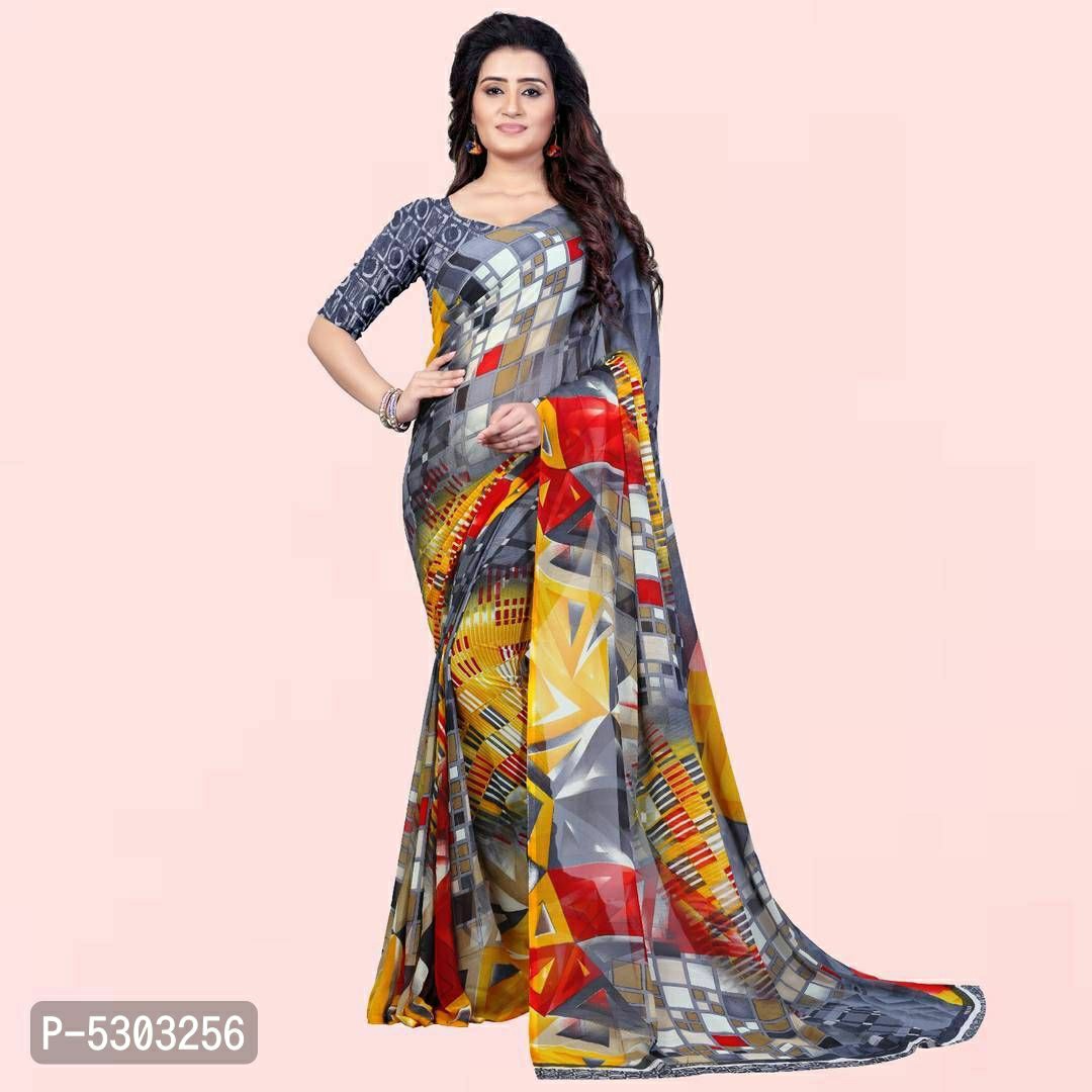 Georgette Printed Daily Wear Saree With Blouse