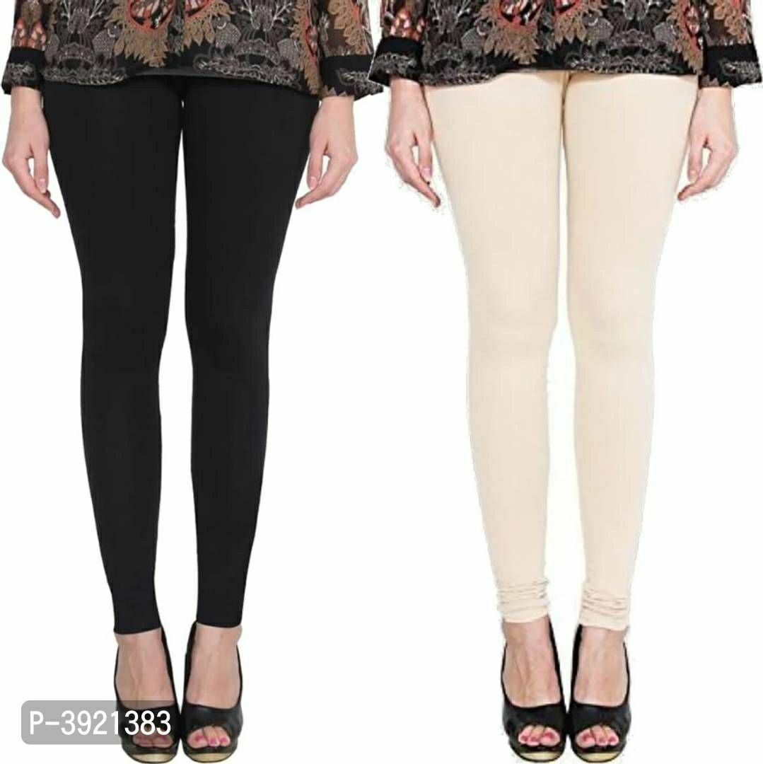 Women's Cotton Solid Leggings (Pack of 2)
