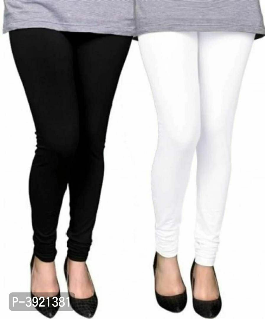 Women's Cotton Solid Leggings (Pack of 2)