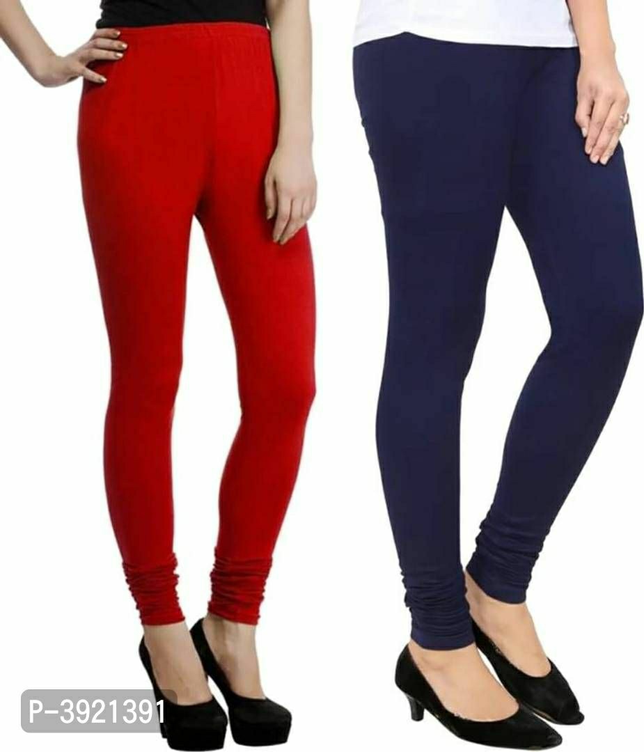 Women's Cotton Solid Leggings (Pack of 2)