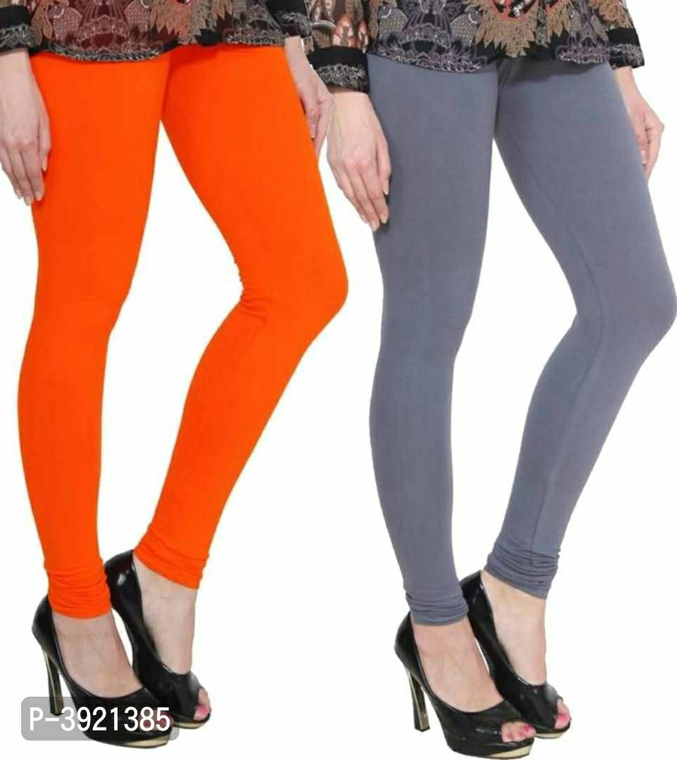 Women's Cotton Solid Leggings (Pack of 2)