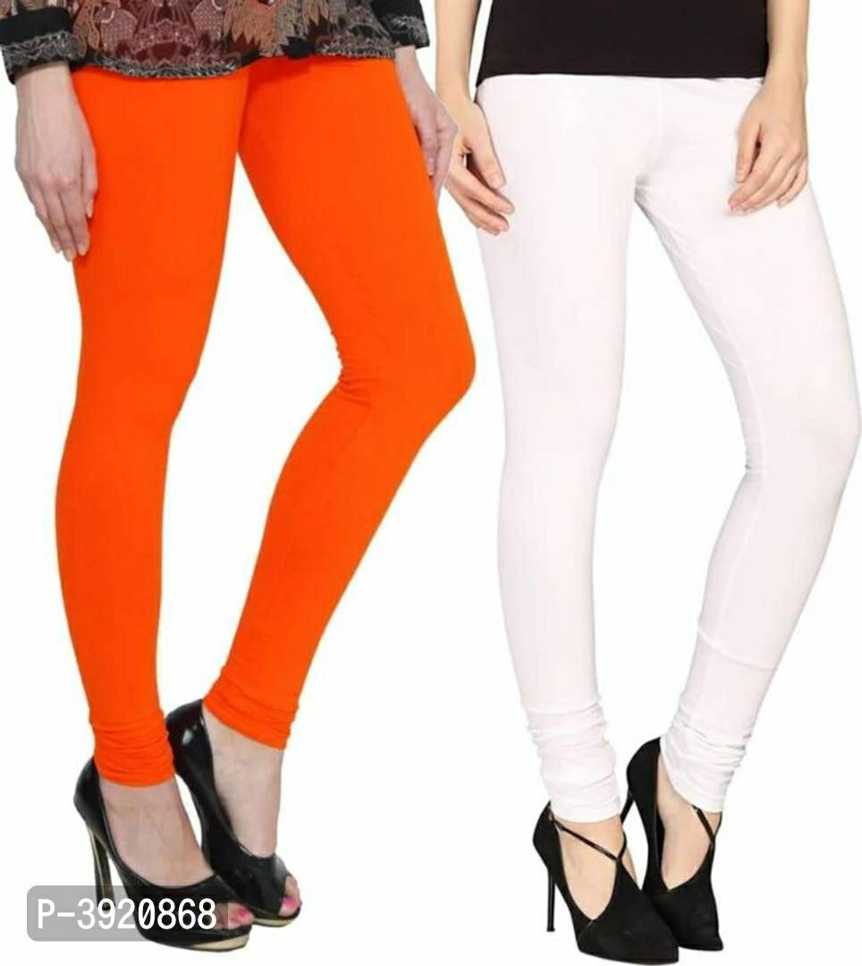 Women's Cotton Solid Leggings (Pack of 2)