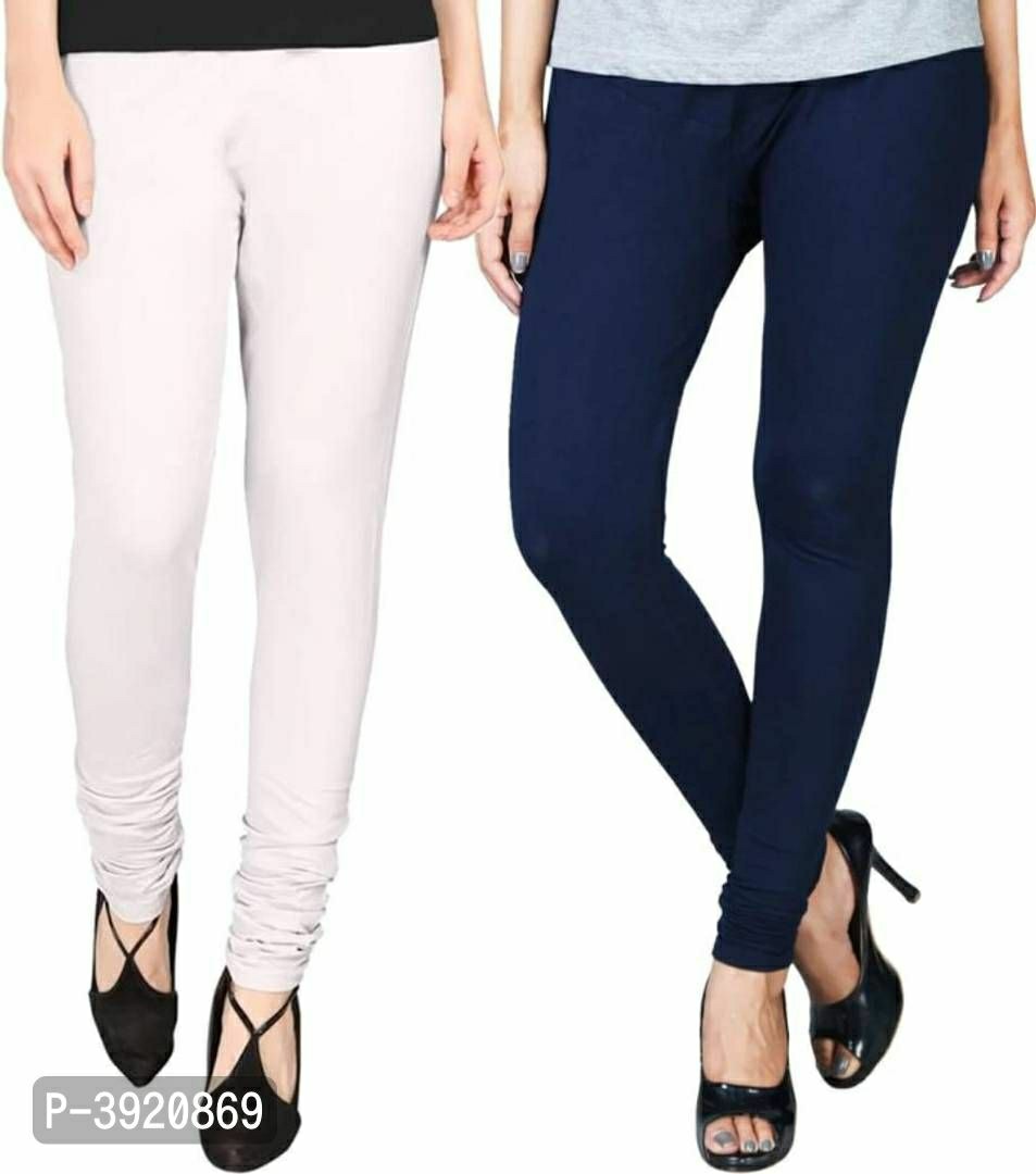 Women's Cotton Solid Leggings (Pack of 2)