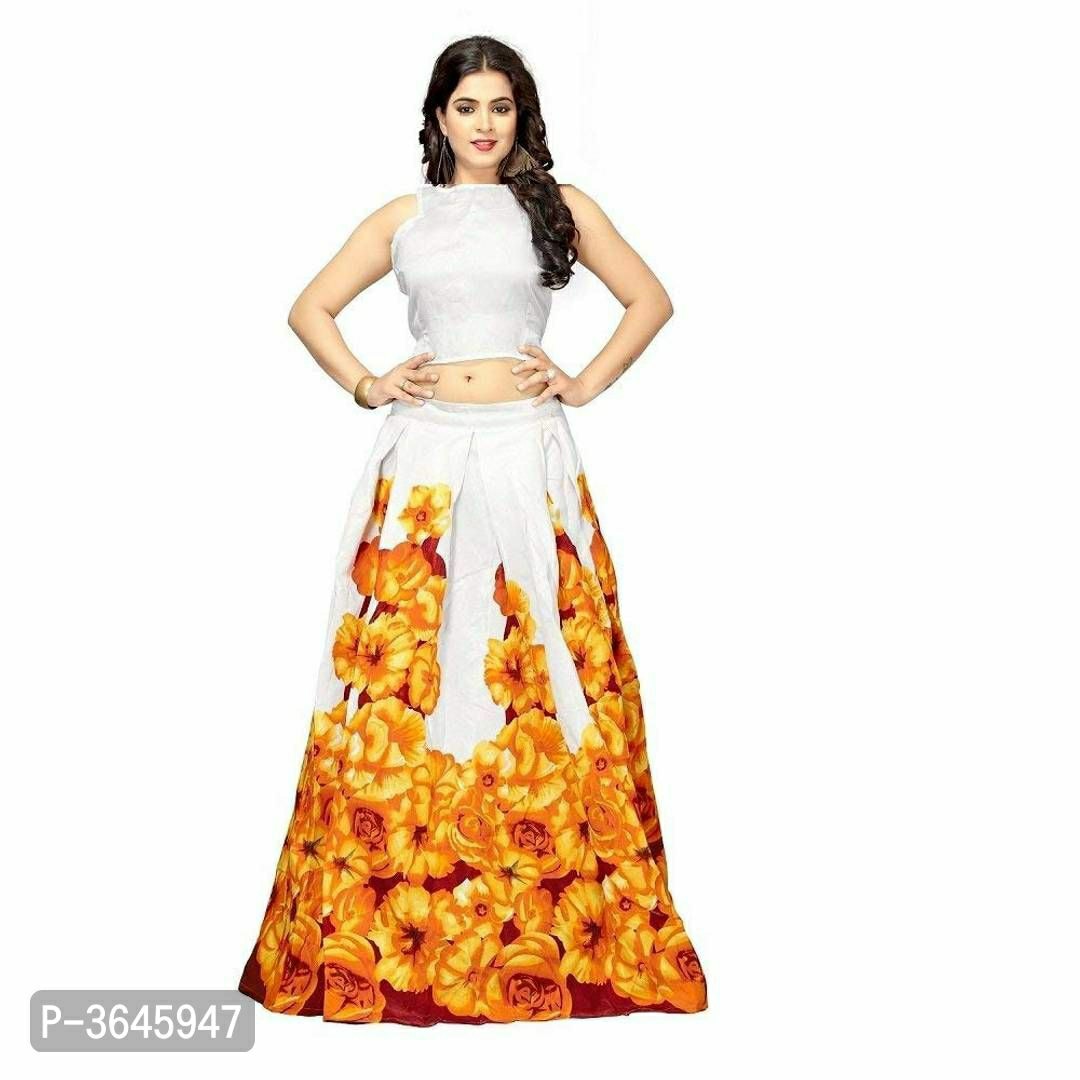 Women's Yellow Color Bangalore Satin Semi Stitched Lehenga Choli