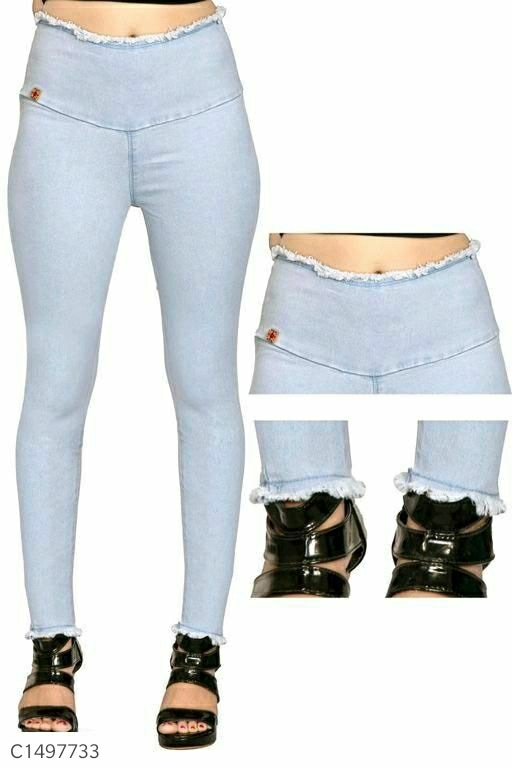 Women's Denim Solid High Waist Plus Size Jeans
