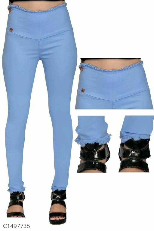 Women's Denim Solid High Waist Plus Size Jeans