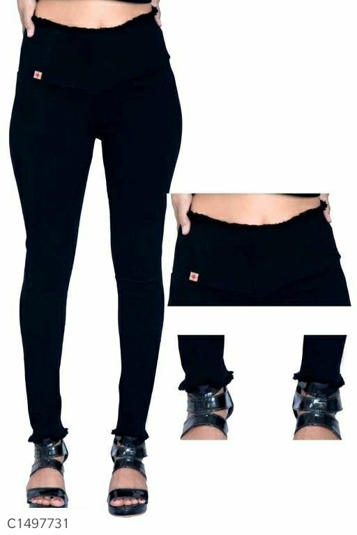 Women's Denim Solid High Waist Plus Size Jeans