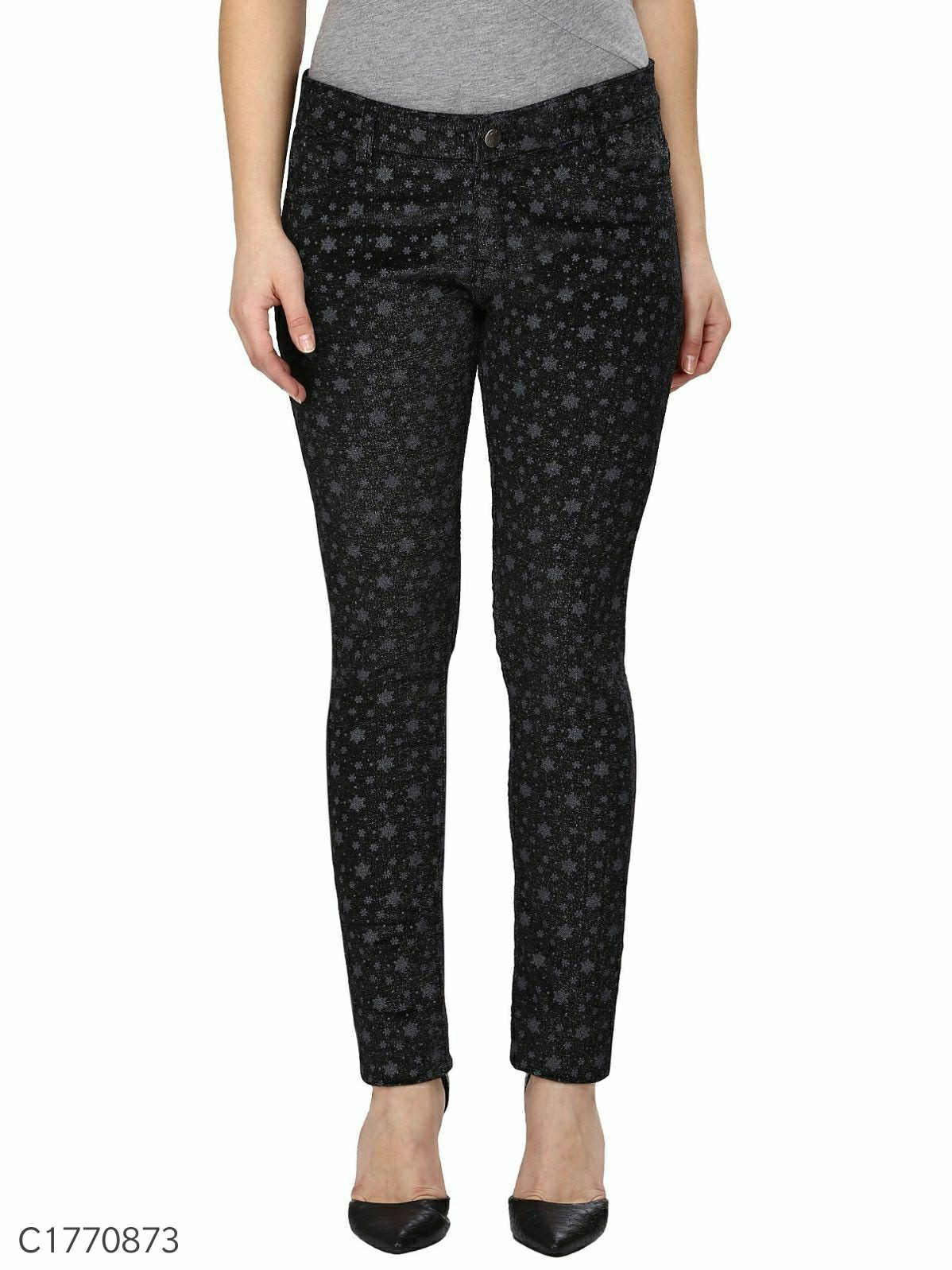 Women's Velvet Slub Printed Jeans