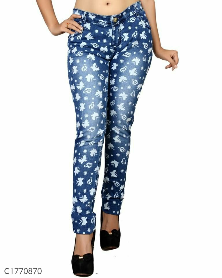 Women's Cotton Blend Printed Jeans