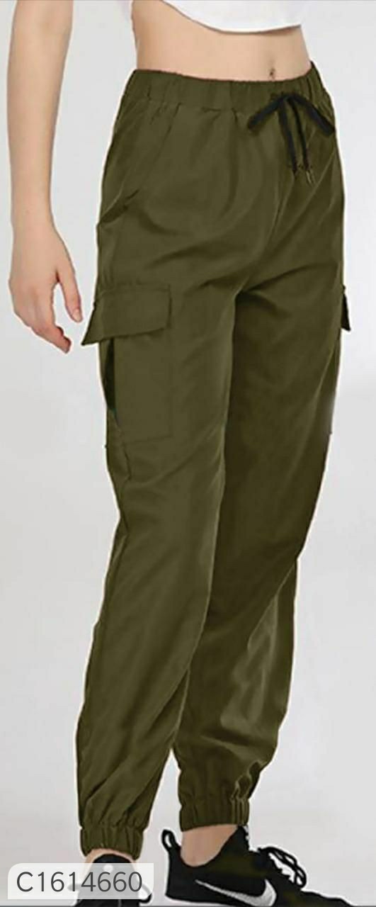  Women Imported Soft Stretchable Solid Jogger Pant