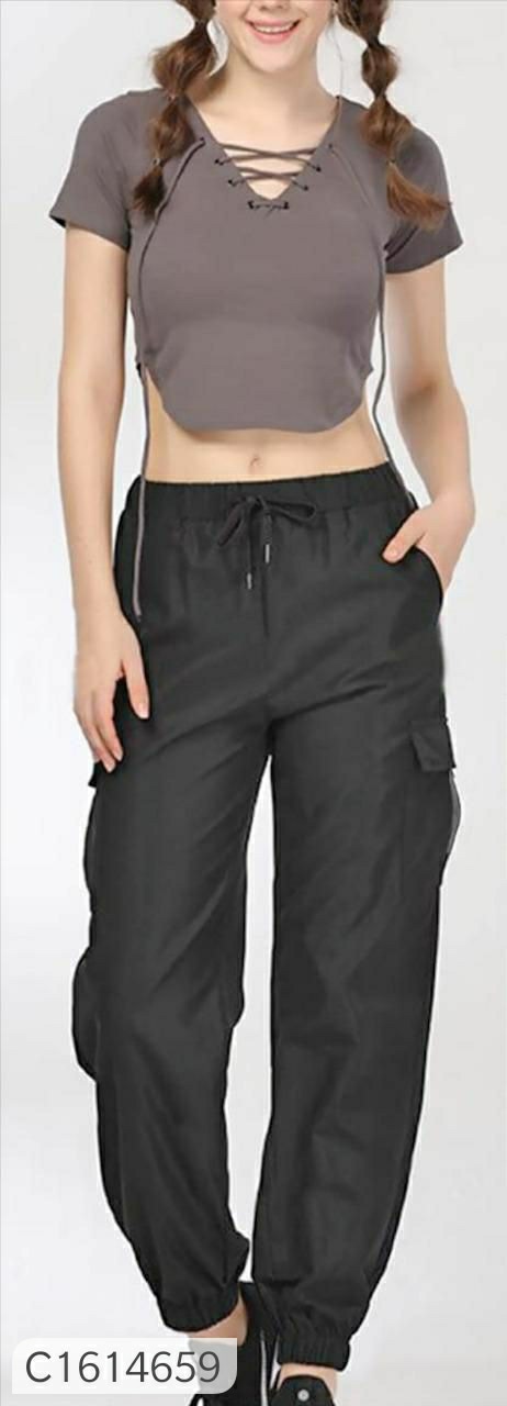 Women Imported Soft Stretchable Solid Jogger Pant