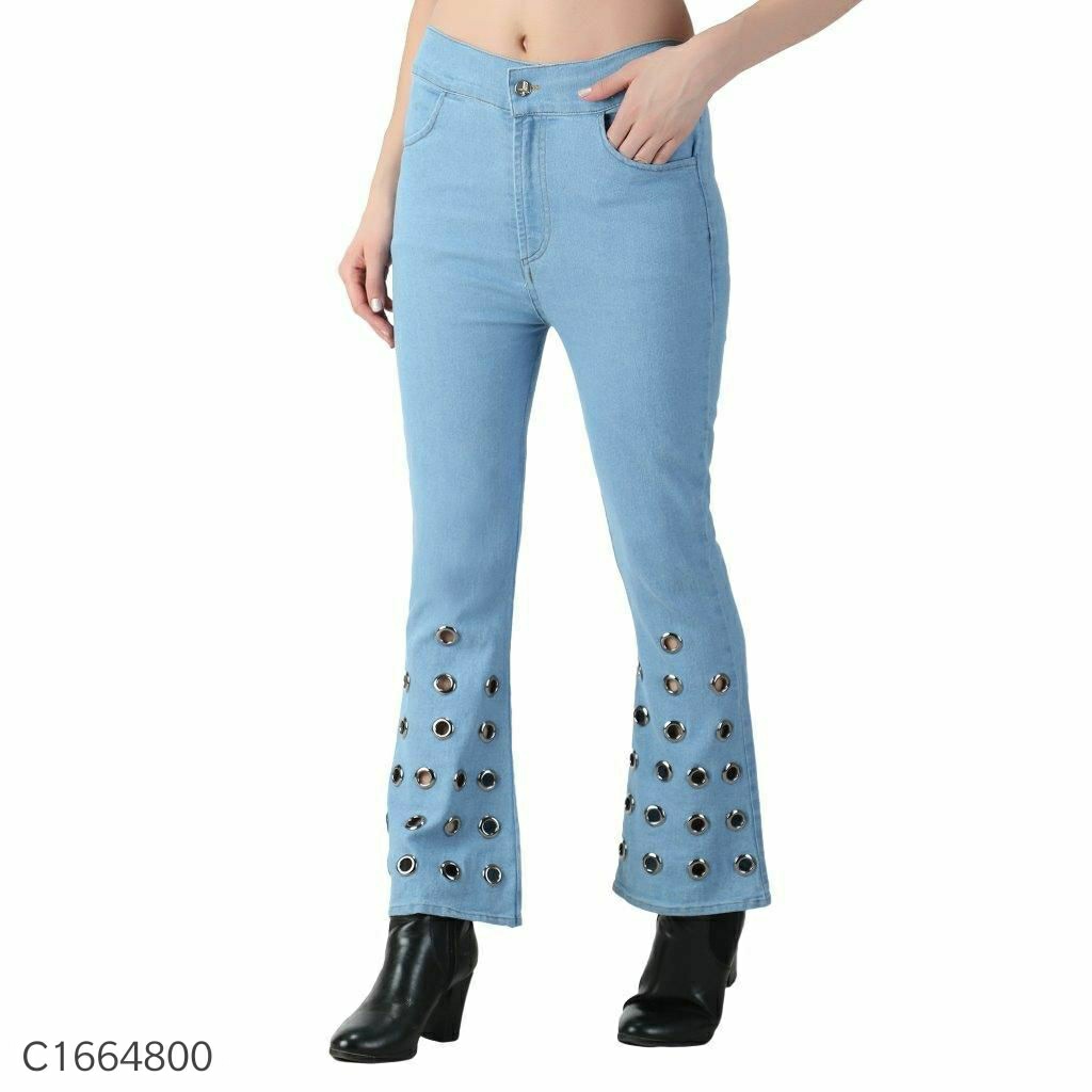 Women's Denim Solid Mid-Waist Jeans