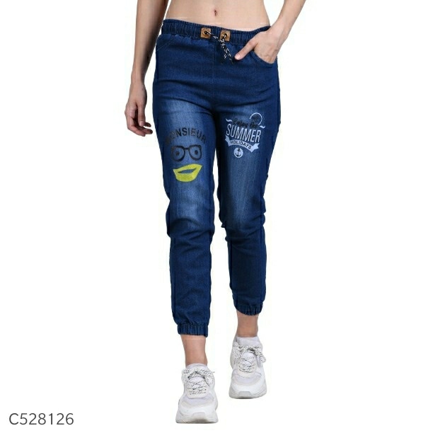 Women's Denim Drawstring Joggers