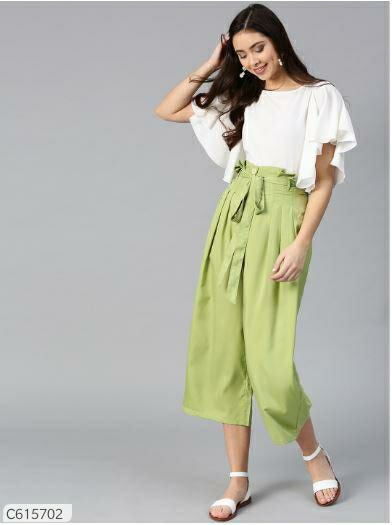 Bitterlime Women Fashion Layered Top & Culottes Set