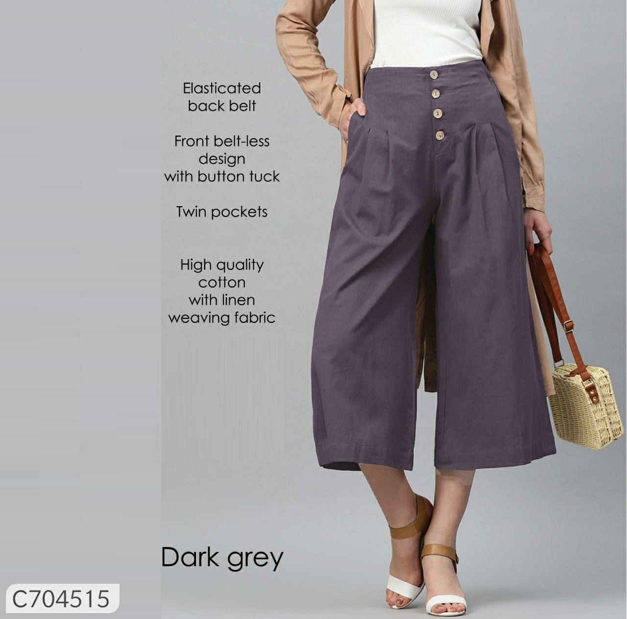 Women's Cotton Solid Culotte