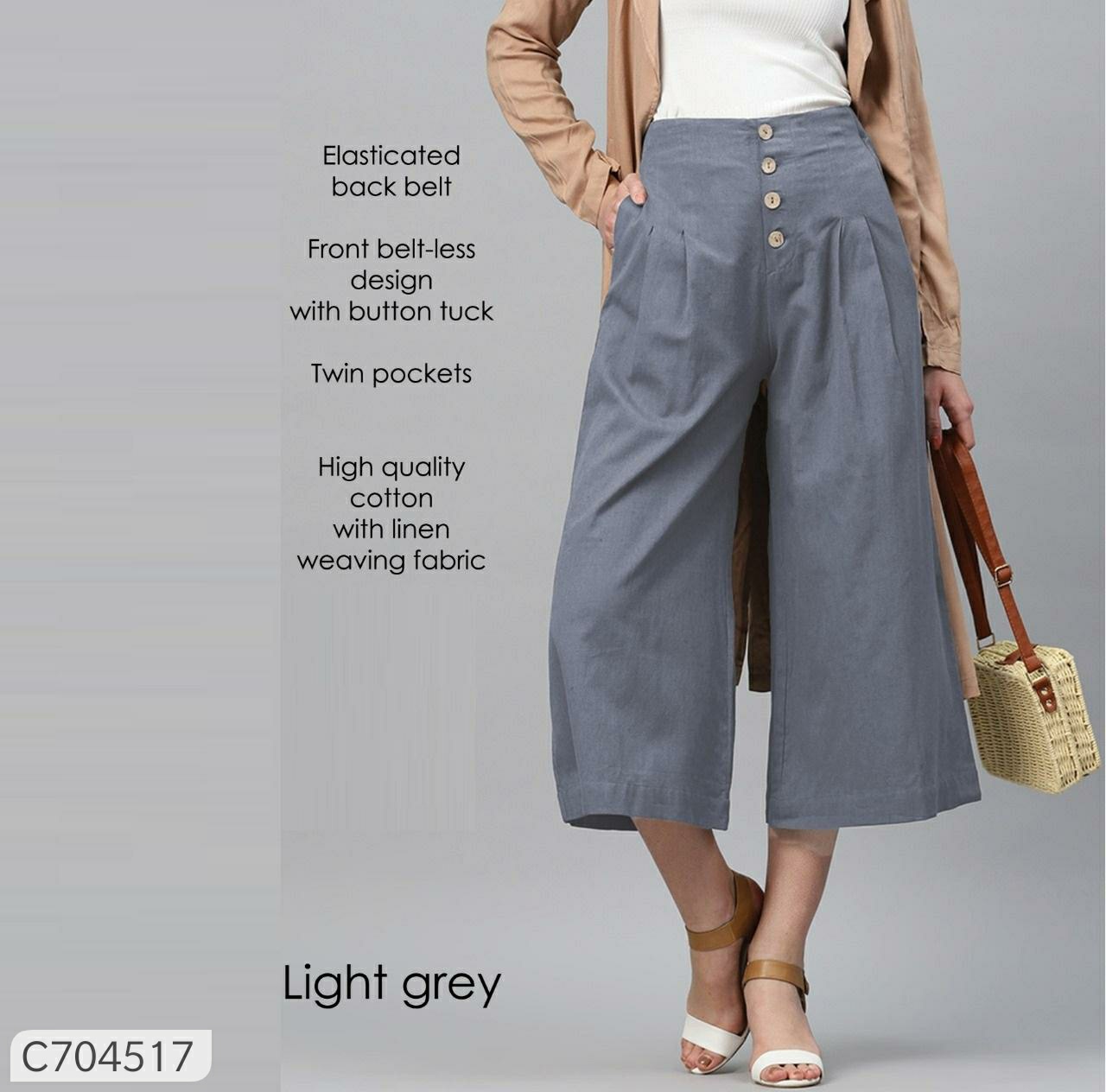 Women's Cotton Solid Culotte